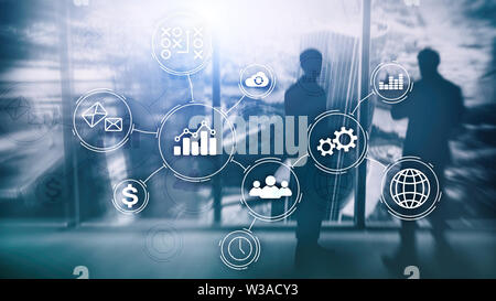 Business process automation concept on blurred background Stock Photo