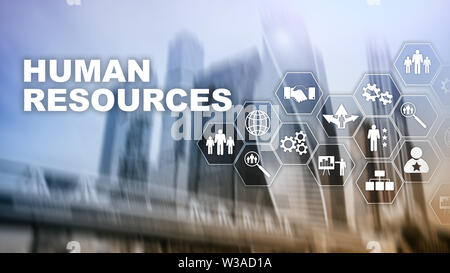 Human Resources HR management concept. Human resources pool, customer care and employees. Stock Photo