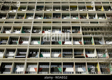 The Le Corbusier designed Unite d'habitation building (1958), Berlin, Germany. Stock Photo