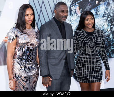 Hollywood, USA. 13th July, 2019. HOLLYWOOD, LOS ANGELES, CALIFORNIA, USA - JULY 13: Sabrina Dhowre Elba, Idris Elba and Isan Elba arrive at the Los Angeles Premiere Of Universal Pictures' 'Fast & Furious Presents: Hobbs & Shaw' held at Dolby Theatre on July 13, 2019 in Hollywood, Los Angeles, California, USA. (Photo by Rudy Torres/Image Press Agency) Credit: Image Press Agency/Alamy Live News Stock Photo
