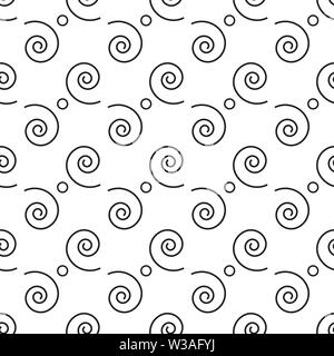 Black regular swirl elements and circles on a white background Stock Vector