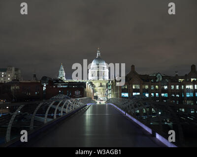 St. Pauls Cathedral in London at night Stock Photo