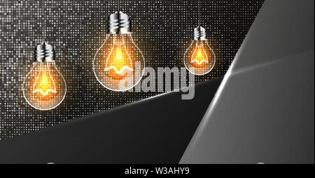 Abstract Background With Light Bulbs Realistic Background For Banner Stock Vector