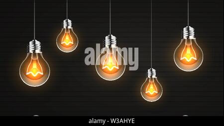 Abstract Background With Light Bulbs Realistic Background For Banner Stock Vector
