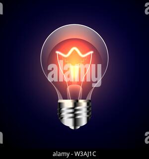 Realistic Lamp With Bright Light On Dark Background Stock Vector