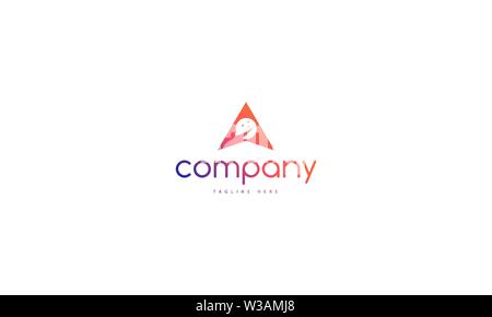 Vector logo which depicts a planet against which a rocket flies in the center of the arrow, personifying the letter A. Stock Vector