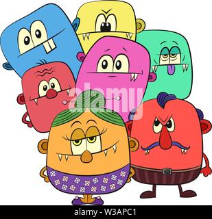 Group of Cartoon Monsters Stock Vector