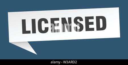 licensed speech bubble. licensed sign. licensed banner Stock Vector