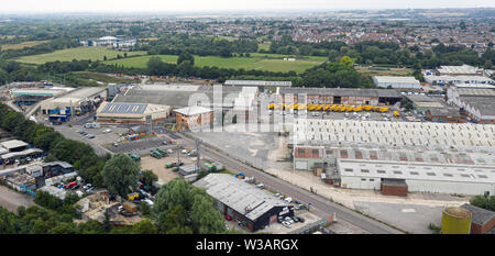 SWINDON UK - JULY 14, 2019: Aerial view of swindon recycling centre Cheney Manor