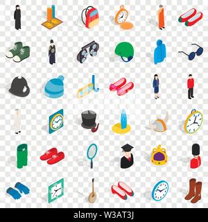 Gear icons set, isometric style Stock Vector
