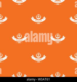 Newborn kid pattern vector orange Stock Vector