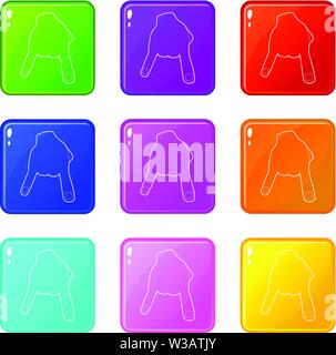 Two fingers icons set 9 color collection Stock Vector
