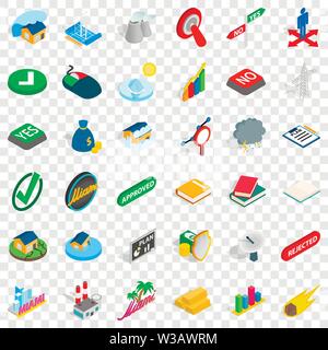 Big building icons set, isometric style Stock Vector