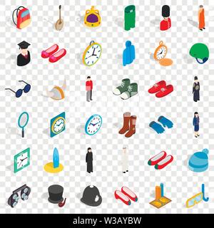 Clock icons set, isometric style Stock Vector