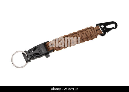 paracord keychain isolate on white background Stock Photo