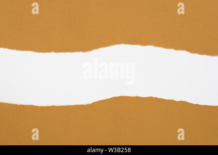 pieces of brown color paper on white background with copy space Stock Photo
