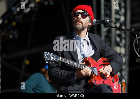 Swansea, UK. 13th July, 2019. Gruff Rhys performs on stage. Re: Stereophonics live concert at the Singleton Park in Swansea, Wales, UK. Credit: ATHENA PICTURE AGENCY LTD/Alamy Live News Stock Photo