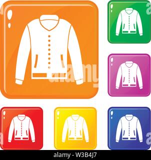 Jacket icons set vector color Stock Vector