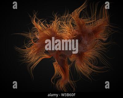 red hair abstract. red grows freely moving in air. wavy hair forms. suitable for beauty, fashion and hair themes. 3d illustration Stock Photo