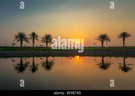 morning drama sunrise view in Modon lake Dammam Saudi Arabia Stock Photo