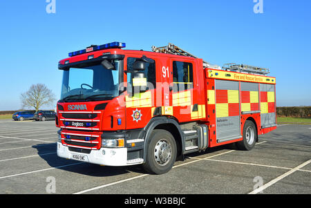 Scania Modern Fire englne parked on tarmac Stock Photo