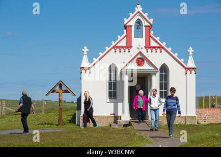 The Italian chapel on Lamb Holm in the Orkney islands, a catholic chapel constructed out of nissan huts by Italian prisoners of war, who were employed Stock Photo