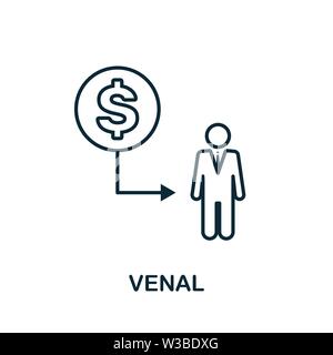 Venal icon. Thin outline style design from corruption icons collection. Creative Venal icon for web design, apps, software, print usage Stock Vector