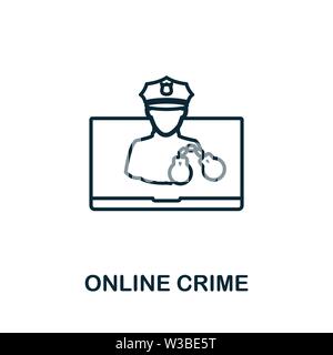 Online Crime icon. Thin outline style design from corruption icons collection. Creative Online Crime icon for web design, apps, software, print usage Stock Vector
