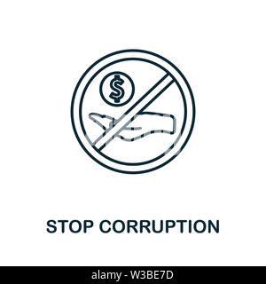 Stop Corruption icon. Thin outline style design from corruption icons collection. Creative Stop Corruption icon for web design, apps, software, print Stock Vector