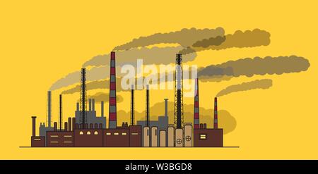 vector drawing silhouette of industrial factory out of the pipe there is smoke Stock Vector