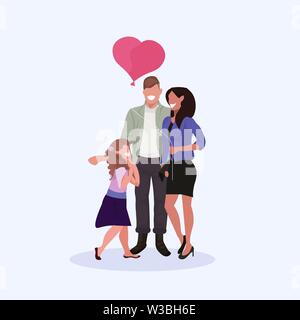 parents with daughter holding pink heart shape balloon happy family having fun holiday celebration concept father mother and child standing together Stock Vector