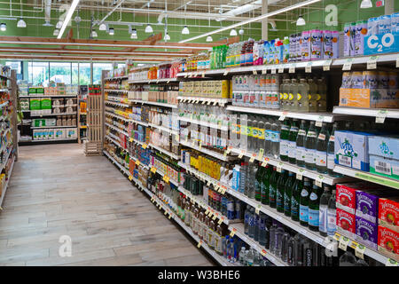 Empty Aisle In American Food Store Stock Photo