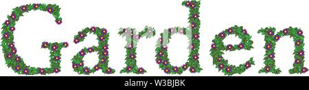 Garden leaves and flowers text Stock Vector