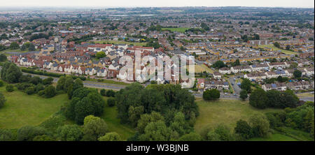 SWINDON UK - JULY 14, 2019: Aerial view of Moredon in Swindon