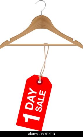 One day sale sign on a wooden hanger Stock Vector