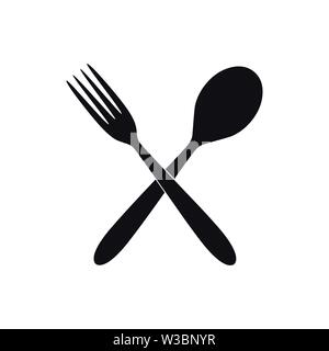 Spoon Fork Icon Vector Design. illustration on white isolated background Stock Vector