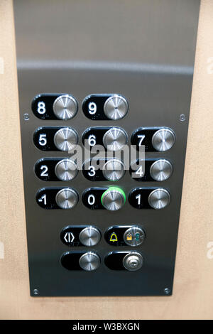 Close-up of the buttons on an elevator panel button Stock Photo
