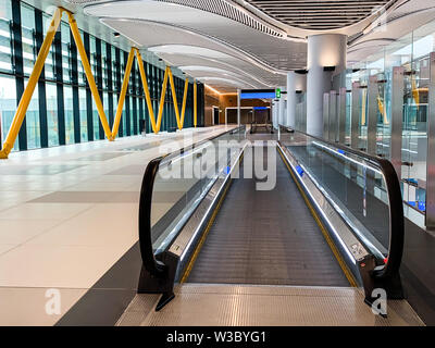 Interior design of the New Airport (IST) that freshly opened and replaces Ataturk International Airport. Istanbul/ Turkey - April 2019. Stock Photo