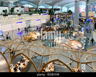 Interior design of the New Airport (IST) that freshly opened and replaces Ataturk International Airport. Istanbul/ Turkey - April 2019. Stock Photo