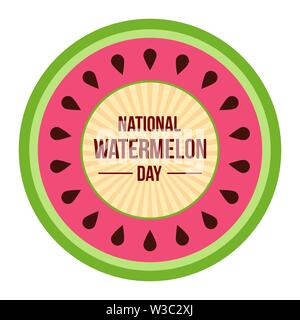 National Watermelon Day. Concept of a national holiday. Slice of watermelon isolated on white background. Event name. Suitable for Greeting card, post Stock Vector