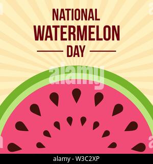 National Watermelon Day. Concept of a national holiday. Slice of watermelon. Texture of the watermelon with seed. Event name. Suitable for Greeting ca Stock Vector