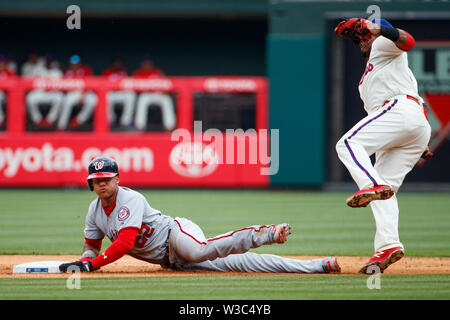 Philadelphia Phillies' Jean Segura, left, and Bryson Stott celebrate after  a baseball game, Wednesday, Aug. 24, 2022, in Philadelphia. (AP Photo/Matt  Slocum Stock Photo - Alamy