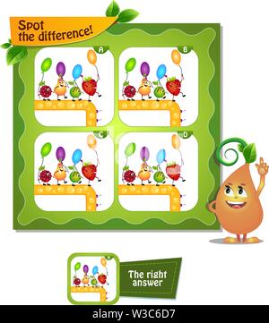 visual game for children and adults. Task game spot the difference Stock Vector