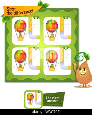 visual game for children and adults. Task game spot the difference Stock Vector