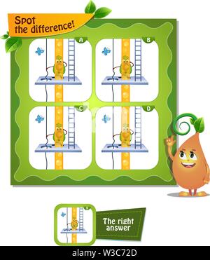 visual game for children and adults. Task game spot the difference Stock Vector