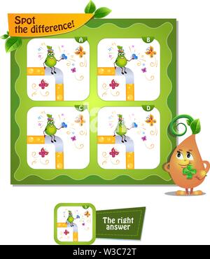 visual game for children and adults. Task game spot the difference Stock Vector