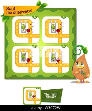 visual game for children and adults. Task game spot the difference Stock Vector