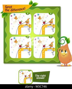 visual game for children and adults. Task game spot the difference Stock Vector