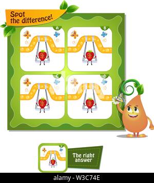 visual game for children and adults. Task game spot the difference Stock Vector