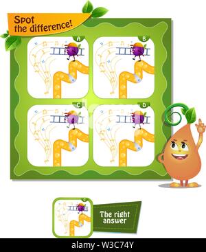 visual game for children and adults. Task game spot the difference Stock Vector